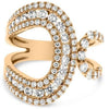 ESTATE LARGE 1.54CT DIAMOND 14KT ROSE GOLD MULTI ROW DOUBLE HORSESHOE LUCKY RING