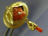 ANTIQUE LARGE AAA CORAL 14KT YELLOW GOLD 3D HANDCRAFTED FLOWER BROOCH PIN #26474