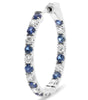 1.73CT DIAMOND & AAA SAPPHIRE 14K WHITE GOLD 3D INSIDE OUT HOOP HANGING EARRINGS