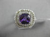 ESTATE LARGE 2.80CT DIAMOND & AAA AMETHYST 14KT WHITE GOLD DOUBLE 3D HALO RING