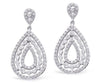 ESTATE .96CT DIAMOND 14KT WHITE GOLD CLASSIC OPEN TEAR DROP FUN HANGING EARRINGS