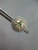 LARGE 1.6CT WHITE & FANCY YELLOW DIAMOND 18KT 2 TONE GOLD 3D HALO STUD EARRINGS