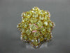 LARGE 3.44CT PINK & FANCY YELLOW DIAMOND 18K YELLOW GOLD MULTI SHAPE FLOWER RING
