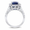ESTATE LARGE 7.16CT DIAMOND & AAA SAPPHIRE 18K WHITE GOLD SQUARE ENGAGEMENT RING