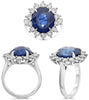 LARGE 10.15CT DIAMOND & AAA SAPPHIRE PLATINUM OVAL & ROUND PRINCESS DIANA RING
