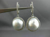 ESTATE .64CT DIAMOND & AAA SOUTH SEA PEARL 18KT WHITE GOLD HALO HANGING EARRINGS