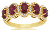 1.35CT DIAMOND & AAA RUBY 14KT YELLOW GOLD OVAL & ROUND 5 STONE ANNIVERSARY RING