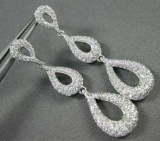 ANTIQUE 2.73CT DIAMOND 18KT W GOLD LONG PEAR JOURNEY EARRINGS F VS/VVS #E00628