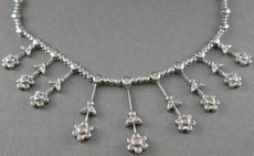ANTIQUE 2.0CT DIAMOND 18KT WHITE GOLD DROP MULTI FLOWER ETOILE NECKLACE 17" LONG