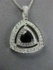 ESTATE LARGE 1.15CT DIAMOND & AAA SAPPHIRE 14K WHITE GOLD 3D DOUBLE HALO PENDANT