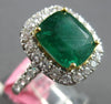 EXTRA LARGE 6.27CT DIAMOND & AAA EMERALD 18K 2 TONE GOLD 3D HALO ENGAGEMENT RING