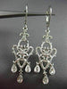 ESTATE .50CT DIAMOND 14KT WHITE GOLD 3D FLOWER HEART LEVERBACK HANGING EARRINGS