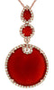 .44CT DIAMOND & AAA RED AGATE 14K ROSE GOLD CIRCULAR LOVE KNOT TEAR DROP PENDANT