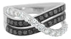 ESTATE 1.13CT WHITE & BLACK DIAMOND 18KT WHITE GOLD 3D CRISS CROSS INFINITY RING