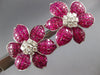 EXTRA LARGE 39.5CT DIAMOND & AAA RUBY PLATINUM FLOWER CLIP ON HANGING EARRINGS