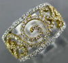 ESTATE WIDE .67CT DIAMOND 18KT TWO TONE GOLD 3D OPEN FILIGREE ANNIVERSARY RING