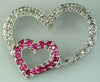 .53CT DIAMOND & AAA PINK SAPPHIRE 14KT WHITE GOLD 3D DOUBLE HEART LOVE PENDANT