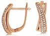 .32CT DIAMOND 14KT ROSE GOLD 3D DOUBLE ROW X LOVE FUN LEVERBACK HUGGIE EARRINGS