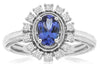.91CT DIAMOND & AAA TANZANITE 14KT WHITE GOLD OVAL & ROUND FILIGREE FLOWER RING