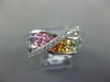 3.02CT DIAMOND & AAA RAINBOW SAPPHIRE 14KT WHITE GOLD CRISS CROSS INFINITY RING