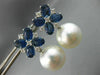 LARGE 2.13CT DIAMOND AAA SAPPHIRE & SOUTH SEA PEARL 18KT WHITE GOLD 3D EARRINGS