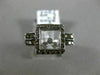 ESTATE .37CT WHITE & CHOCOLATE FANCY DIAMOND 14K WHITE GOLD SQUARE FLOATING RING