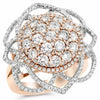 ESTATE LARGE 2.75CT DIAMOND 14KT WHITE & ROSE GOLD 3D CLUSTER FLOWER LOVE RING