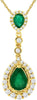 1.13CT DIAMOND & AAA EMERALD 14KT YELLOW GOLD 3D TEAR DROP BY THE YARD PENDANT