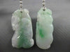 ANTIQUE LARGE .26CT DIAMOND & AAA JADE 18KT WHITE GOLD 3D HAND ETCHED EARRINGS