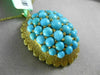 ANTIQUE LARGE AAA TURQUOISE 18KT YELLOW GOLD 3D LEAF CLUSTER SUN BURST PENDANT