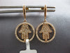 .36CT DIAMOND 14KT ROSE GOLD 3D LUCKY CHAMSA HAMSA CIRCULAR FUN HANGING EARRINGS