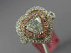 ESTATE 1.79CT WHITE & PINK DIAMOND 18KT 2 TONE GOLD DOUBLE HALO ENGAGEMENT RING