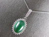 LARGE 8CT DIAMOND & AAA EMERALD 14KT WHITE GOLD 3D OVAL & ROUND PENDANT #27164
