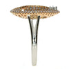LARGE .80CT WHITE & PINK DIAMOND 18K WHITE & ROSE GOLD FILIGREE FLORAL LEAF RING