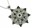 1.08CT WHITE & BLACK DIAMOND 14KT WHITE GOLD FILIGREE MULTI HEART FLOWER PENDANT