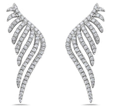 ESTATE 1.04CT DIAMOND 18KT WHITE GOLD 3D CLASSIC MULTI LEAF FUN CUFF EARRINGS