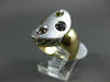 ESTATE LARGE .40CT MULTI COLOR GEM 14KT WHITE & YELLOW GOLD ETOILE FILIGREE RING