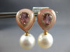 LARGE 2.24CT DIAMOND & PINK TOURMALINE & SOUTH SEA PEARL 18KT ROSE GOLD EARRINGS