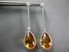 EXTRA LARGE 24.75CT DIAMOND & AAA CITRINE 14K WHITE GOLD FLOWER HANGING EARRINGS