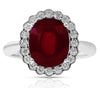 6.37CT DIAMOND & AAA RUBY 14KT WHITE GOLD 3D OVAL & ROUND PRINCESS DIANA RING