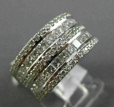ESTATE LARGE 2.49CT DIAMOND 14K WHITE GOLD 3D MULTI ROW WEDDING ANNIVERSARY RING