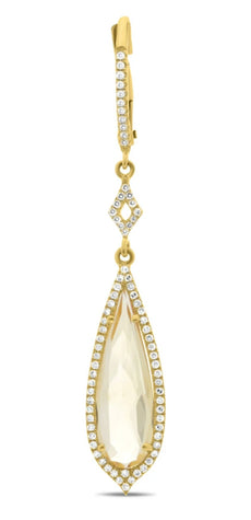 4.8CT DIAMOND & AAA CITRINE 14K YELLOW GOLD TEAR DROP LEVERBACK HANGING EARRINGS