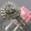 .95CT DIAMOND 18KT WHITE GOLD 3D HEART SHAPE & ROUND DOUBLE HALO ENGAGEMENT RING