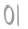 LARGE 1.34CT DIAMOND 14KT WHITE GOLD 3D ROUND INSIDE OUT HOOP HANGING EARRINGS