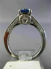 ESTATE 1.88CT DIAMOND & CUSHION SAPPHIRE 18K WHITE GOLD FILIGREE ENGAGEMENT RING