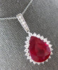 LARGE 12.63CT DIAMOND & AAA RUBY 14K WHITE GOLD PEAR SHAPE & ROUND PENDANT 28019