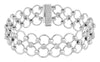 WIDE .55CT DIAMOND 18KT WHITE GOLD 3D MULTI CIRCULAR FLORAL CUFF TENNIS BRACELET