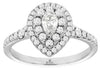 .83CT DIAMOND 14KT WHITE GOLD 3D ROUND & PEAR SHAPE DOUBLE HALO ANNIVERSARY RING