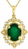 1.22CT DIAMOND & AAA EMERALD 14KT YELLOW GOLD 3D OVAL & ROUND FILIGREE PENDANT
