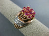 ANTIQUE WIDE .70CT OLD MINE DIAMOND & AAA RUBY 14KT WHITE & ROSE GOLD RING #757